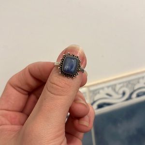 Blue Kyanite - sterling silver crystal ring size 8